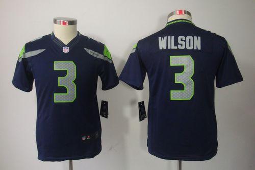  Seahawks #3 Russell Wilson Steel Blue Team Color Youth Stitched NFL Limited Jersey