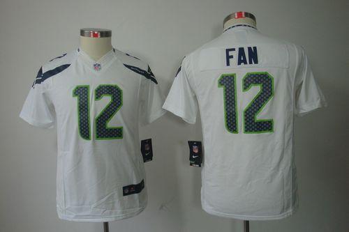  Seahawks #12 Fan White Youth Stitched NFL Limited Jersey