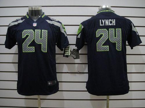  Seahawks #24 Marshawn Lynch Steel Blue Team Color Youth Stitched NFL Limited Jersey
