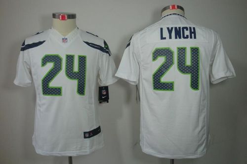  Seahawks #24 Marshawn Lynch White Youth Stitched NFL Limited Jersey
