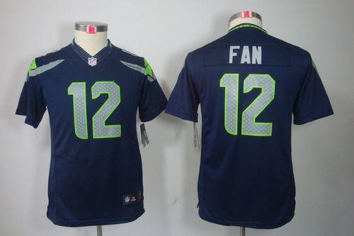  Seahawks #12 Fan Steel Blue Team Color Youth Stitched NFL Limited Jersey