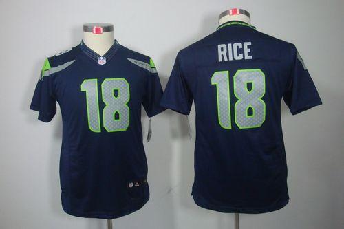  Seahawks #18 Sidney Rice Steel Blue Team Color Youth Stitched NFL Limited Jersey