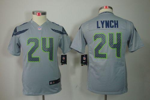  Seahawks #24 Marshawn Lynch Grey Alternate Youth Stitched NFL Limited Jersey