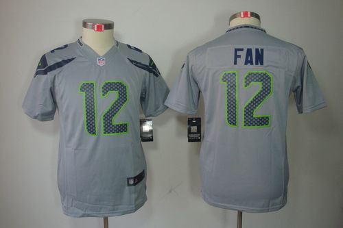  Seahawks #12 Fan Grey Alternate Youth Stitched NFL Limited Jersey