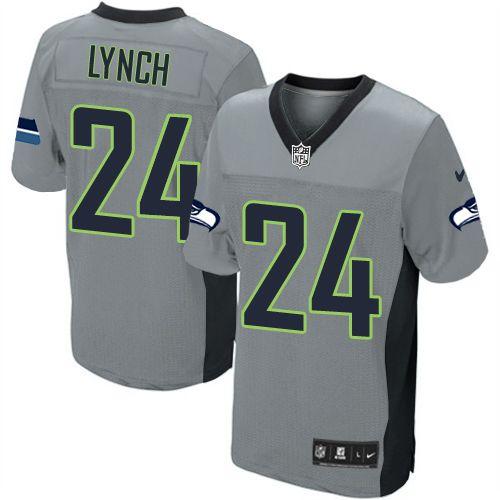  Seahawks #24 Marshawn Lynch Grey Shadow Youth Stitched NFL Elite Jersey