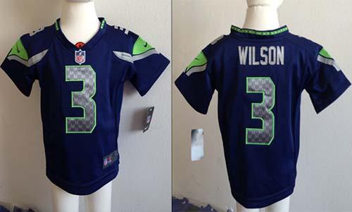 Toddler  Seahawks #3 Russell Wilson Steel Blue Team Color Stitched NFL Elite Jersey