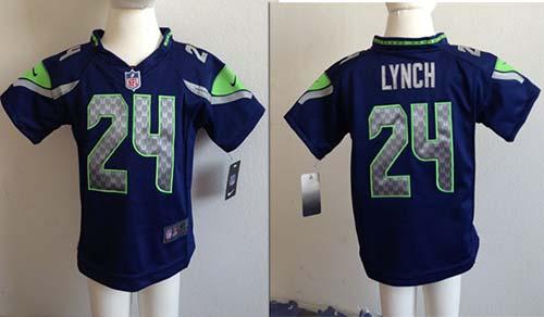 Toddler  Seahawks #24 Marshawn Lynch Steel Blue Team Color Stitched NFL Elite Jersey