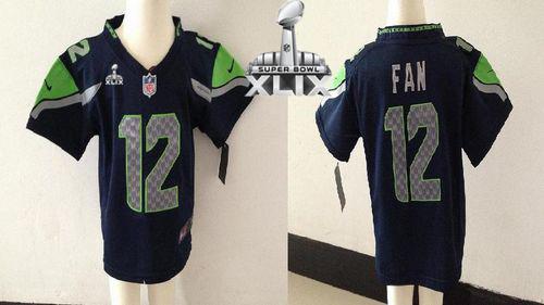 Toddler  Seahawks #12 Fan Steel Blue Team Color Super Bowl XLIX Stitched NFL Elite Jersey