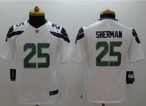  Seahawks #25 Richard Sherman White Youth Stitched NFL Limited Jersey