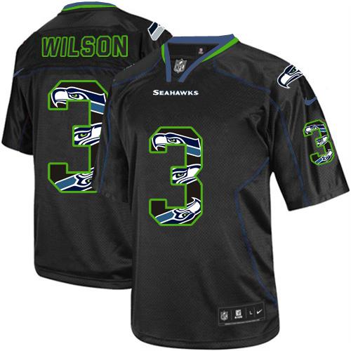  Seahawks #3 Russell Wilson New Lights Out Black Youth Stitched NFL Elite Jersey
