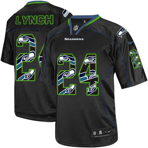  Seahawks #24 Marshawn Lynch New Lights Out Black Youth Stitched NFL Elite Jersey