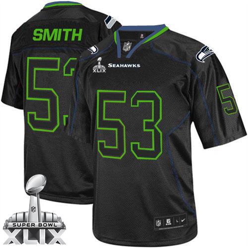  Seahawks #53 Malcolm Smith Lights Out Black Super Bowl XLIX Youth Stitched NFL Elite Jersey