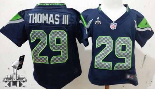 Toddler  Seahawks #29 Earl Thomas III Steel Blue Team Color Super Bowl XLIX Stitched NFL Elite Jersey