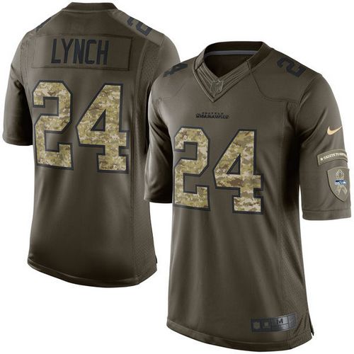  Seahawks #24 Marshawn Lynch Green Youth Stitched NFL Limited Salute to Service Jersey
