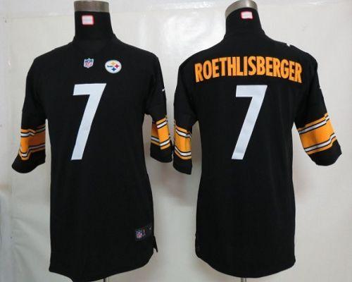  Steelers #7 Ben Roethlisberger Black Team Color Youth Stitched NFL Elite Jersey