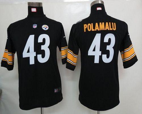  Steelers #43 Troy Polamalu Black Team Color Youth Stitched NFL Elite Jersey