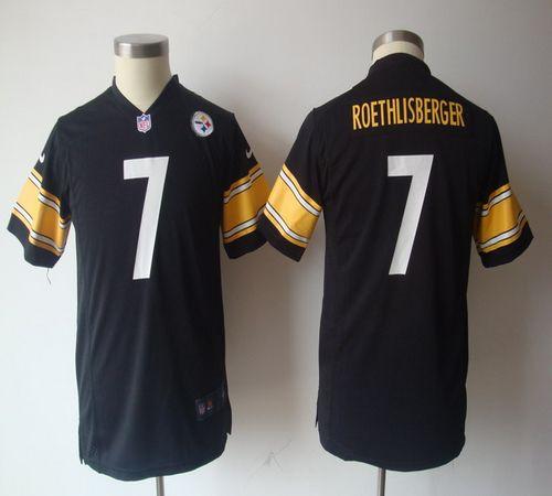 Steelers #7 Ben Roethlisberger Black Team Color Youth NFL Game Jersey