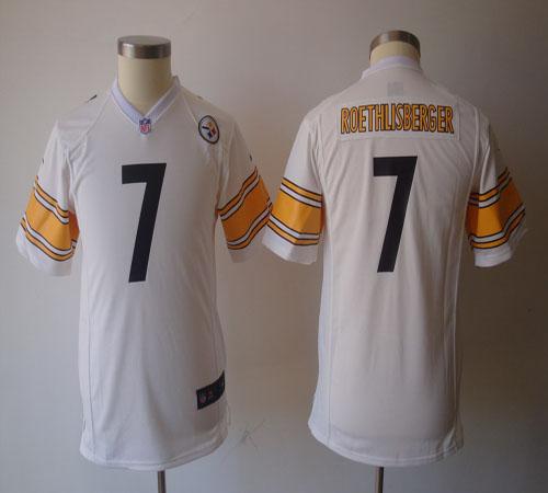  Steelers #7 Ben Roethlisberger White Youth NFL Game Jersey