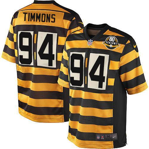  Steelers #94 Lawrence Timmons Black/Yellow Alternate Youth Stitched NFL Elite Jersey