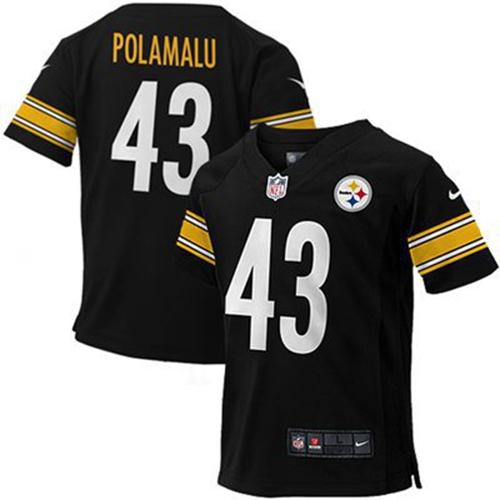 Toddler  Steelers #43 Troy Polamalu Black Team Color Stitched NFL Elite Jersey