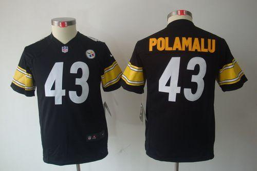  Steelers #43 Troy Polamalu Black Team Color Youth Stitched NFL Limited Jersey