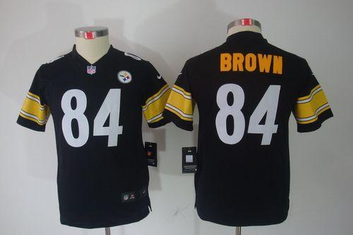  Steelers #84 Antonio Brown Black Team Color Youth Stitched NFL Limited Jersey