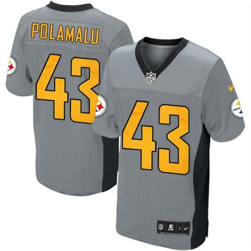  Steelers #43 Troy Polamalu Grey Shadow Youth Stitched NFL Elite Jersey