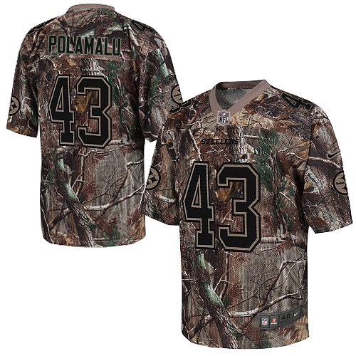  Steelers #43 Troy Polamalu Camo Youth Stitched NFL Realtree Elite Jersey