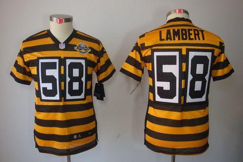  Steelers #58 Jack Lambert Black/Yellow Alternate Youth Stitched NFL Limited Jersey
