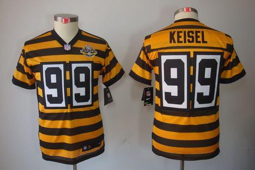 Steelers #99 Brett Keisel Black/Yellow Alternate Youth Stitched NFL Limited Jersey