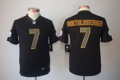  Steelers #7 Ben Roethlisberger Black Impact Youth Stitched NFL Limited Jersey