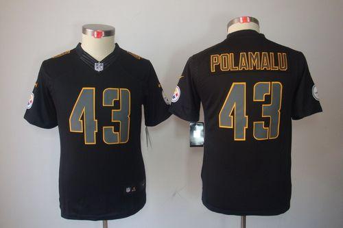  Steelers #43 Troy Polamalu Black Impact Youth Stitched NFL Limited Jersey