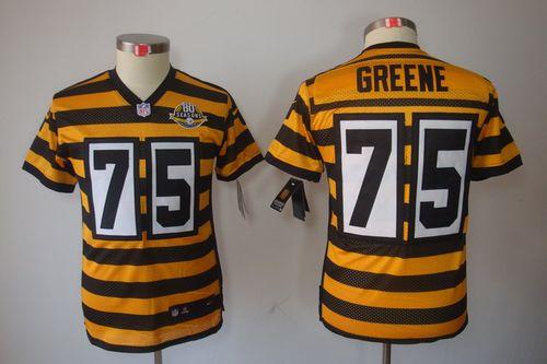  Steelers #75 Joe Greene Black/Yellow Alternate Youth Stitched NFL Limited Jersey