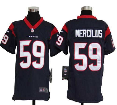  Texans #59 Whitney Mercilus Navy Blue Team Color Youth Stitched NFL Elite Jersey