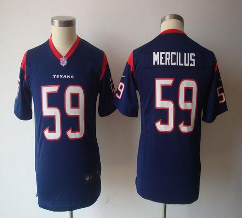  Texans #59 Whitney Mercilus Navy Blue Team Color Youth NFL Game Jersey
