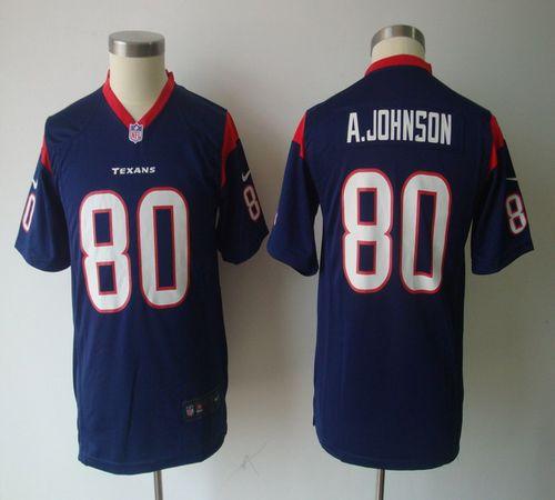  Texans #80 Andre Johnson Navy Blue Team Color Youth NFL Game Jersey