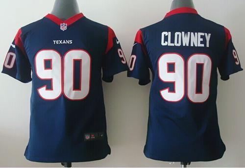  Texans #90 Jadeveon Clowney Navy Blue Team Color Youth Stitched NFL Elite Jersey