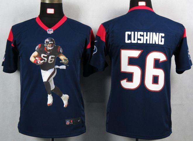  Texans #56 Brian Cushing Navy Blue Team Color Youth Portrait Fashion NFL Game Jersey