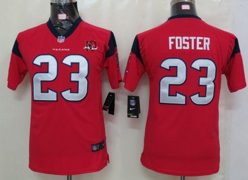  Texans #23 Arian Foster Red Alternate With 10TH Patch Youth Stitched NFL Elite Jersey