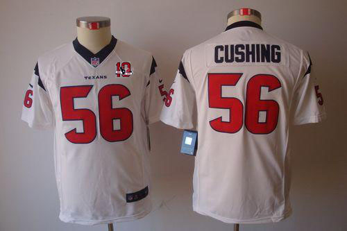  Texans #56 Brian Cushing White With 10TH Patch Youth Stitched NFL Limited Jersey