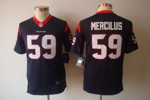  Texans #59 Whitney Mercilus Navy Blue Team Color Youth Stitched NFL Limited Jersey