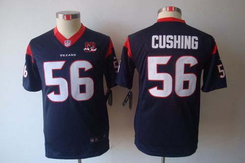  Texans #56 Brian Cushing Navy Blue Team Color With 10TH Patch Youth Stitched NFL Limited Jersey