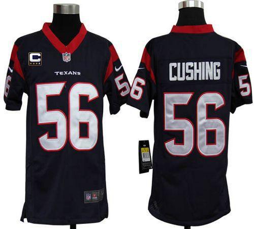  Texans #56 Brian Cushing Navy Blue Team Color With C Patch Youth Stitched NFL Elite Jersey