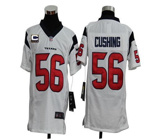  Texans #56 Brian Cushing White With C Patch Youth Stitched NFL Elite Jersey
