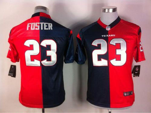  Texans #23 Arian Foster Navy Blue/Red Youth Stitched NFL Elite Split Jersey
