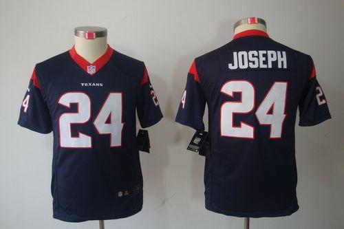  Texans #24 Johnathan Joseph Navy Blue Team Color Youth Stitched NFL Limited Jersey