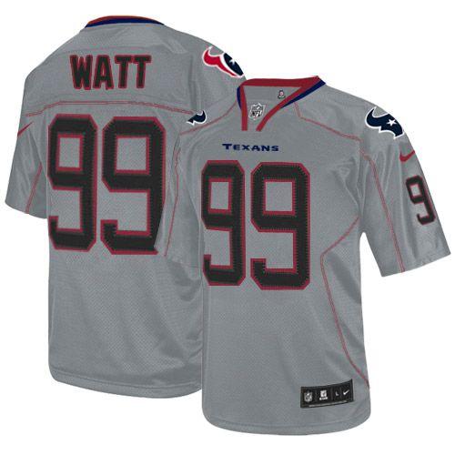  Texans #99 J.J. Watt Lights Out Grey Youth Stitched NFL Elite Jersey