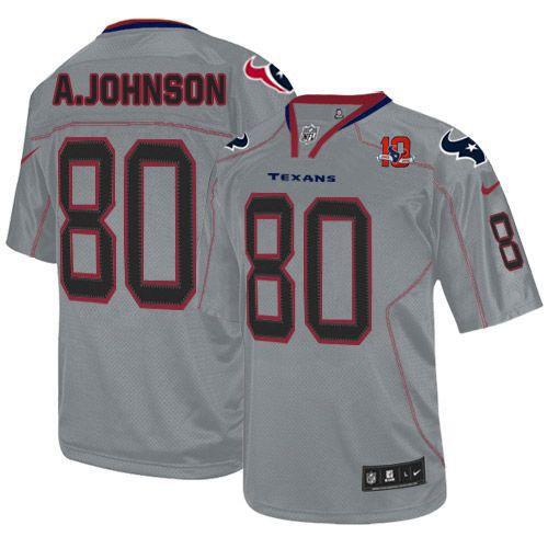  Texans #80 Andre Johnson Lights Out Grey With 10TH Patch Youth Stitched NFL Elite Jersey