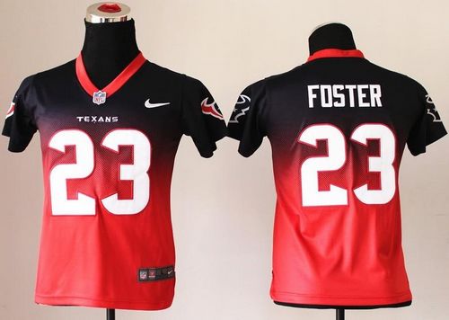  Texans #23 Arian Foster Navy Blue/Red Youth Stitched NFL Elite Fadeaway Fashion Jersey