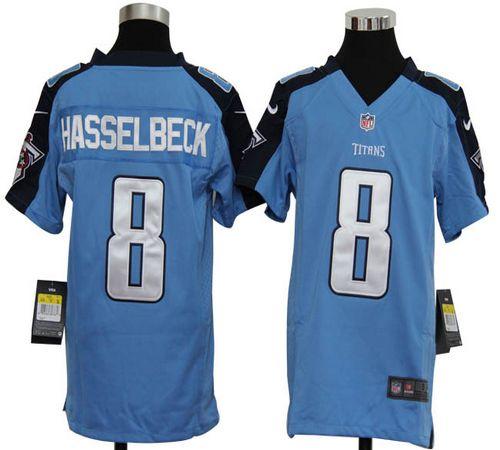  Titans #8 Matt Hasselbeck Light Blue Team Color Youth Stitched NFL Elite Jersey